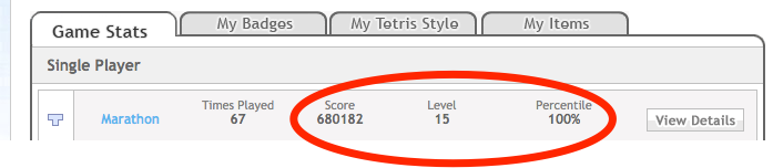 Tetris score