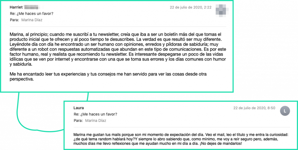 Testimonio 3 newsletter